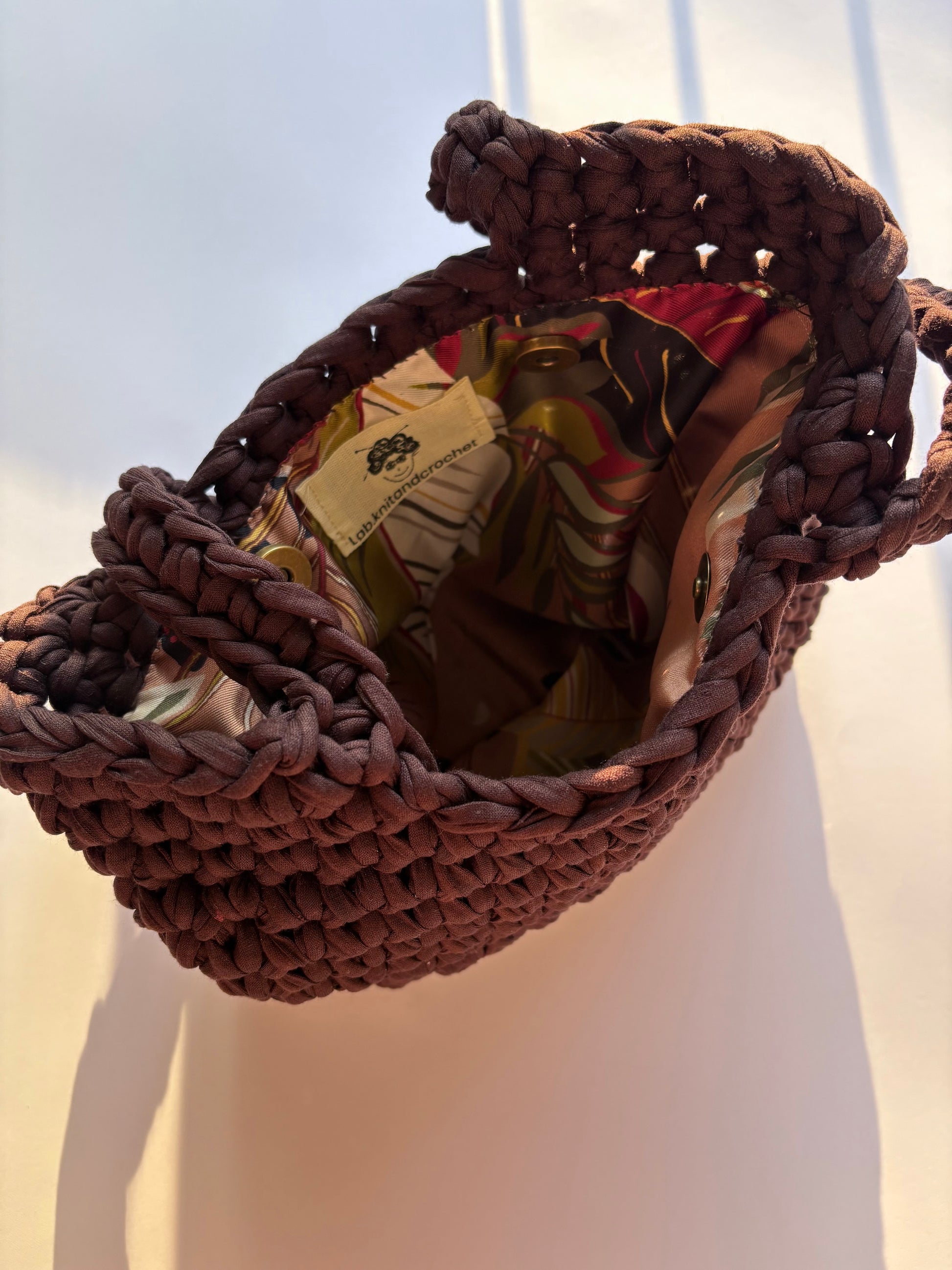 Brownie Bag borsa fatta a mano a uncinetto e in fettuccia - Lab.knitandcrochet