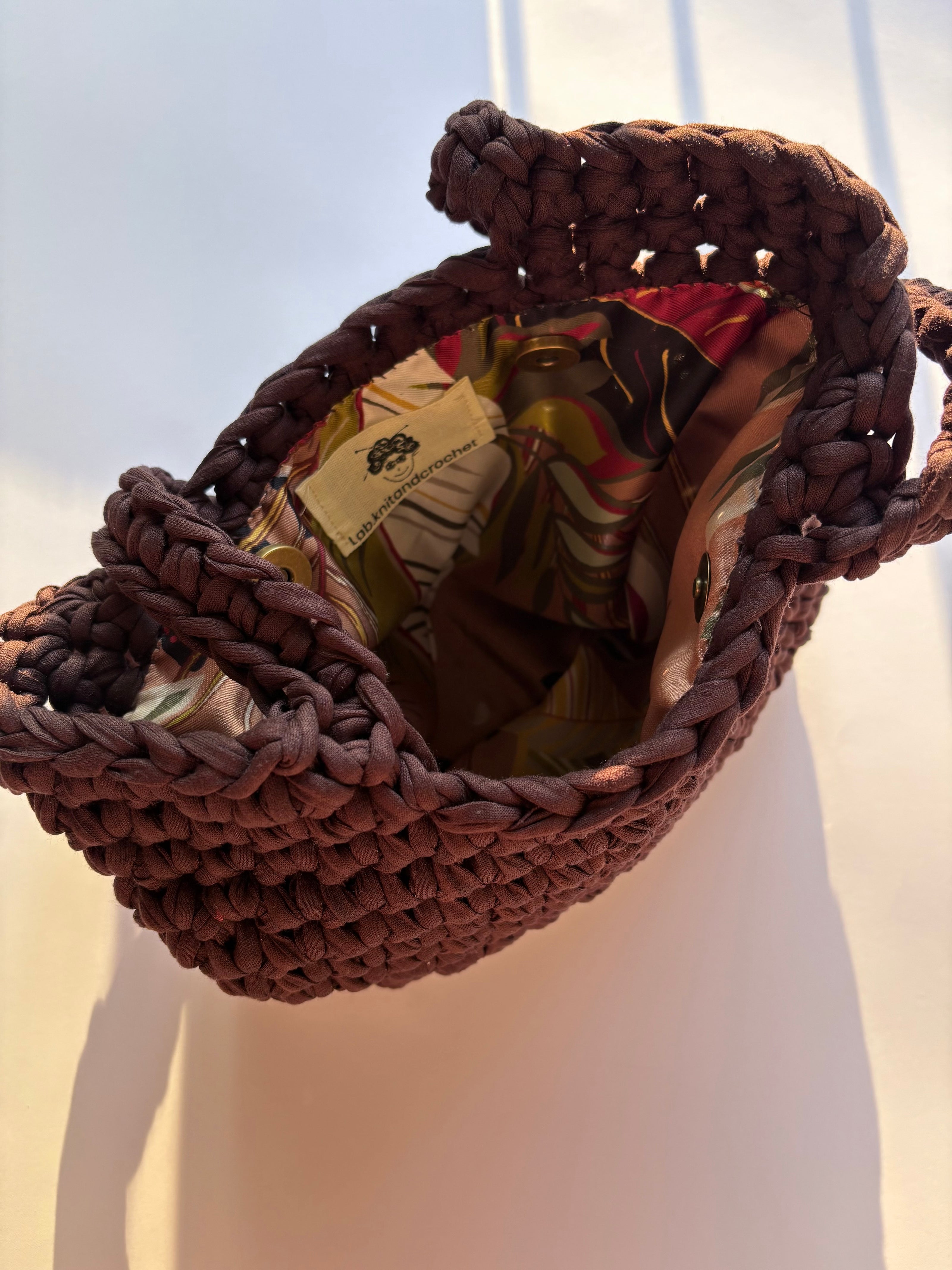 Brownie Bag borsa fatta a mano a uncinetto e in fettuccia - Lab.knitandcrochet