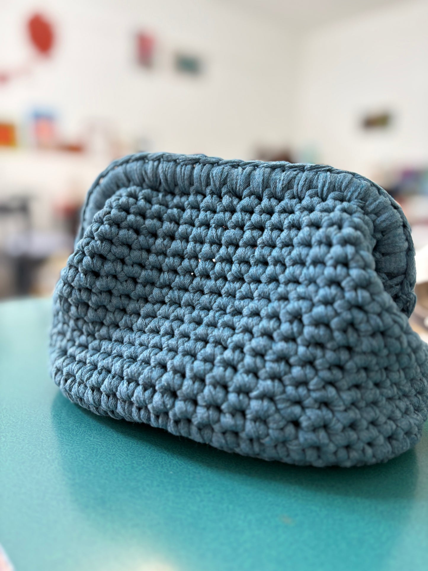 Clutch bag uncinetto fettuccia cotone fatta a mano | Lab Knit & Crochet